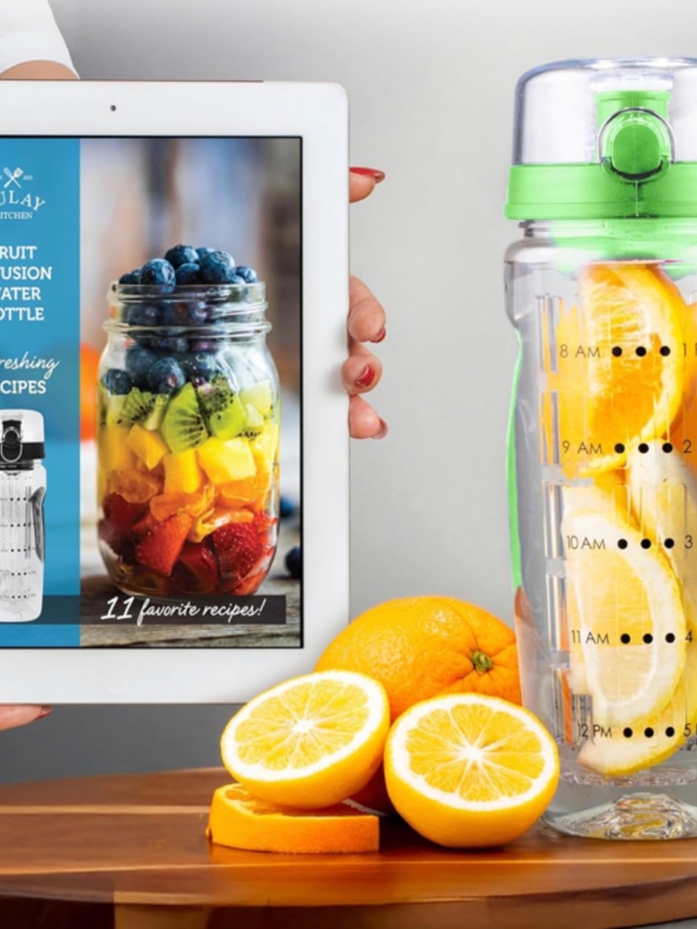 Zulay Kitchen 34oz Fruit Infuser Water Bottle - Black white